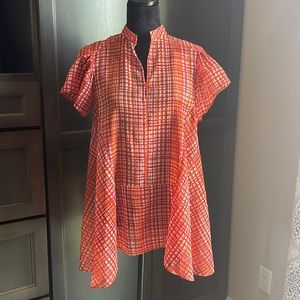 Summer Tunic/Blouse NINEWEST size XS orange, red and white print